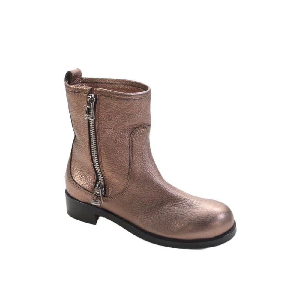 Jimmy Choo Womens Leather Zip Up Ankle Boots Bronze Size 35.5 5.5